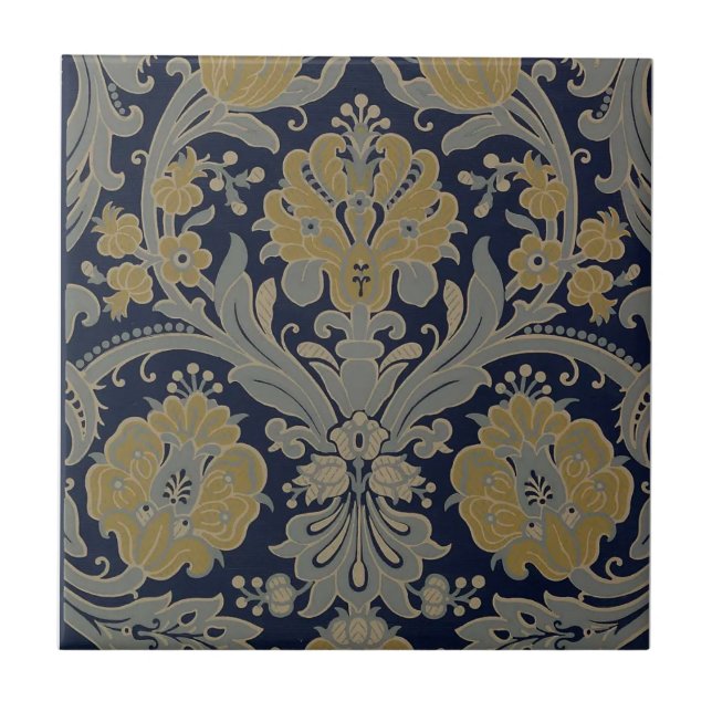 Carreau Gold gris nuit Bleu classique Iris Vintage (Devant)