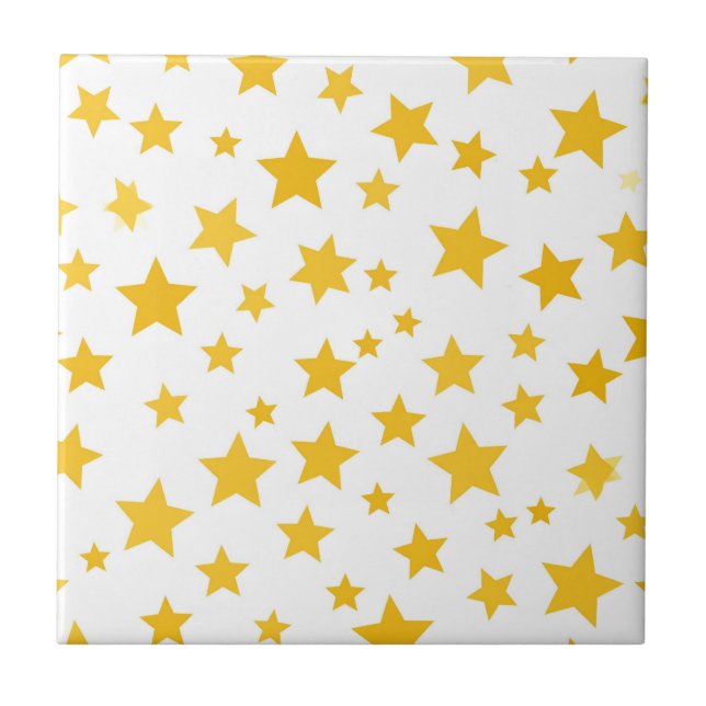 Carreau gold stars on white background (Devant)