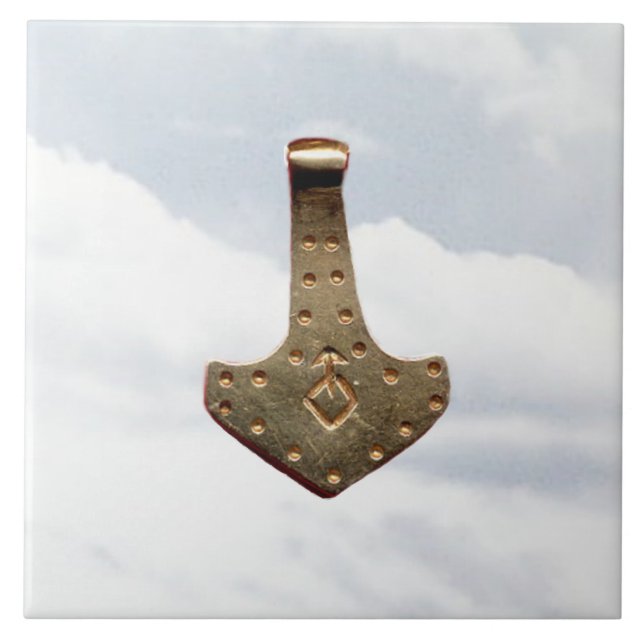 Carreau Gold Thor Hammer nuages grand tuile (Devant)