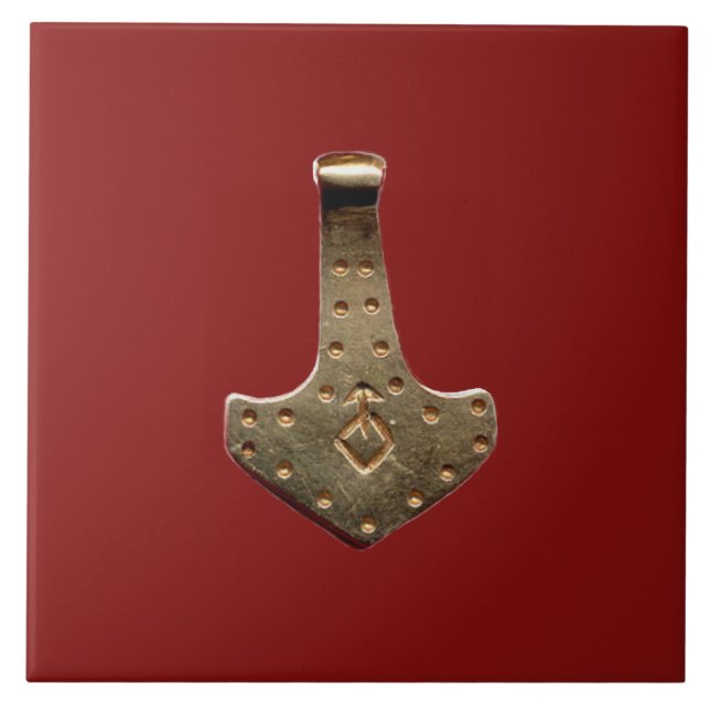 Carreau Gold Thor Marteau rouge grand tuile (Devant)