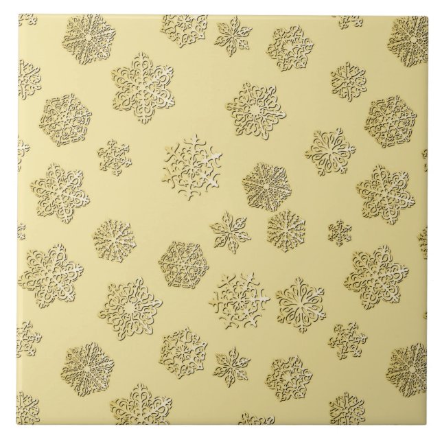 Carreau Golden 3-d snowflakes on a gold background (Devant)