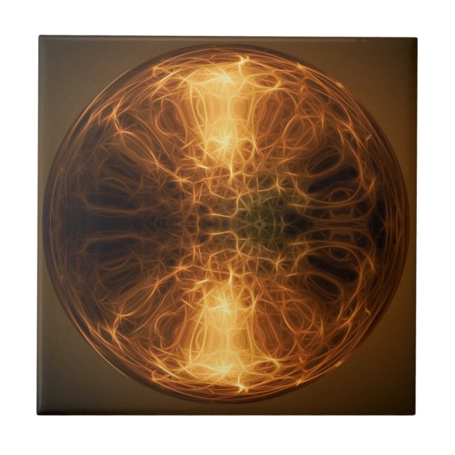 Carreau Golden Fire Light Fractal Waves Ball Carrelage en  (Devant)