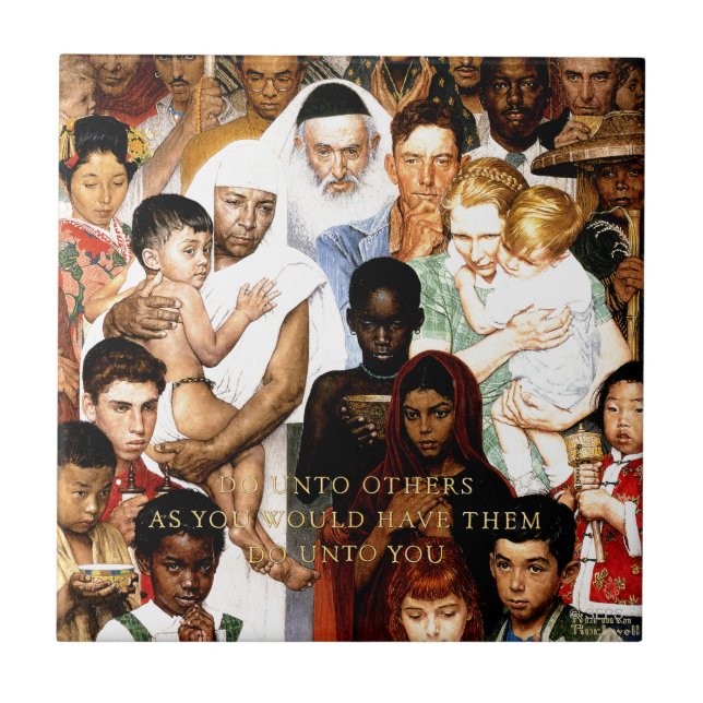 Carreau Golden Rule (Do to other) par Norman Rockwell (Devant)