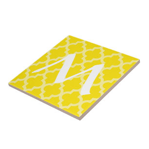 Carreau Golden Yellow Moroccan Moods Quatrefoil avec/ Init