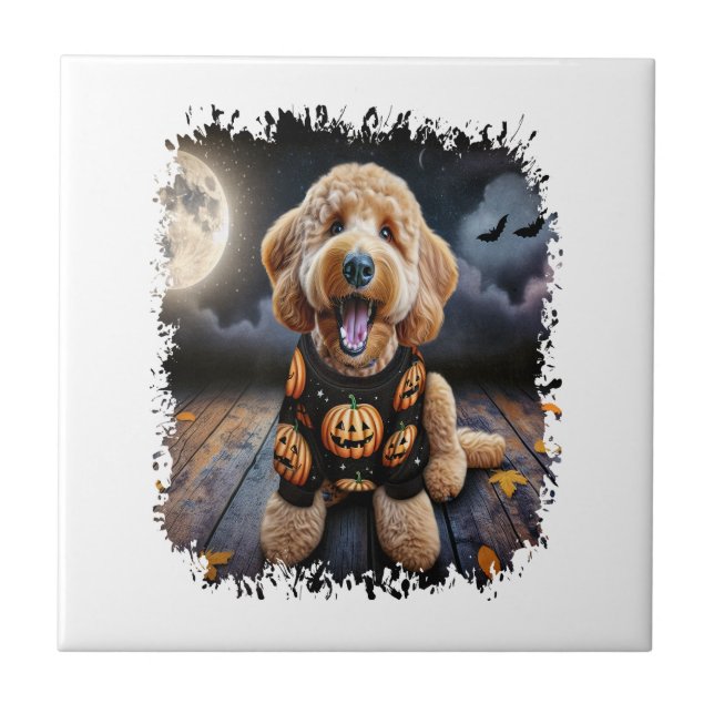 Carreau Goldendoodle Chien Halloween (Devant)