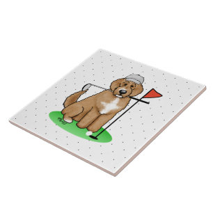 Carreau Goldendoodle Chien Jouer Golf (rouge whmk2) Plaisi