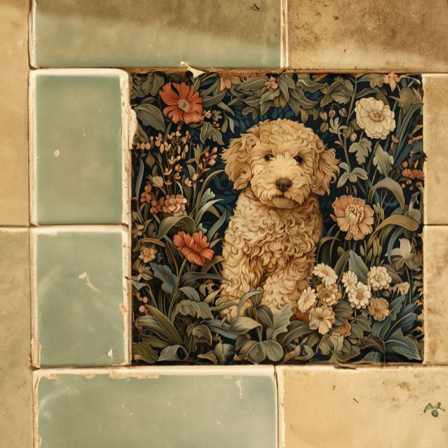 Carreau Goldendoodle Garden Tapestry Doodle Chiot (Créateur téléchargé)