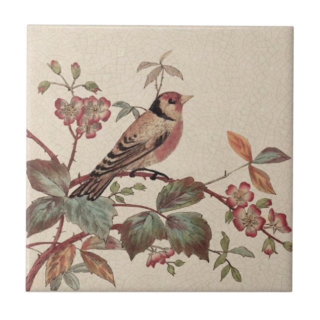 Carreau Goldfinch Polychrome Staffordshire Repro Antique (Devant)