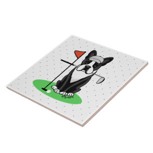 Carreau Golf Boston Terrier (noir) Cute Dog