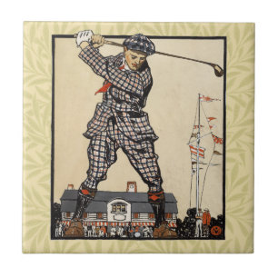 Carreau Golf Golfeur Vintage Antique Golf