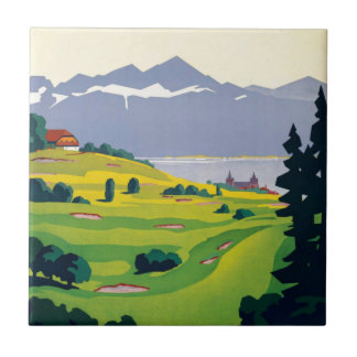 Carreau Golf vintage Lausanne City Lac Suisse