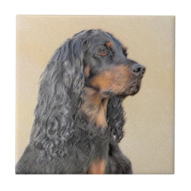 Carreau Gordon Setter Peinture - Joli art original chien (Devant)