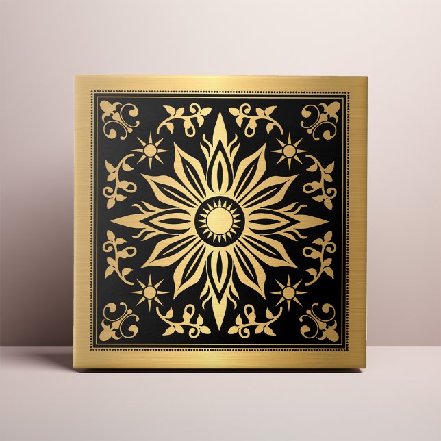 Carreau Gothique céleste noir et or solaire (Créateur téléchargé)