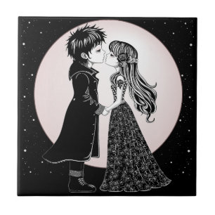 Carreau Gothique Emo Enfants Kiss Valentine's Day