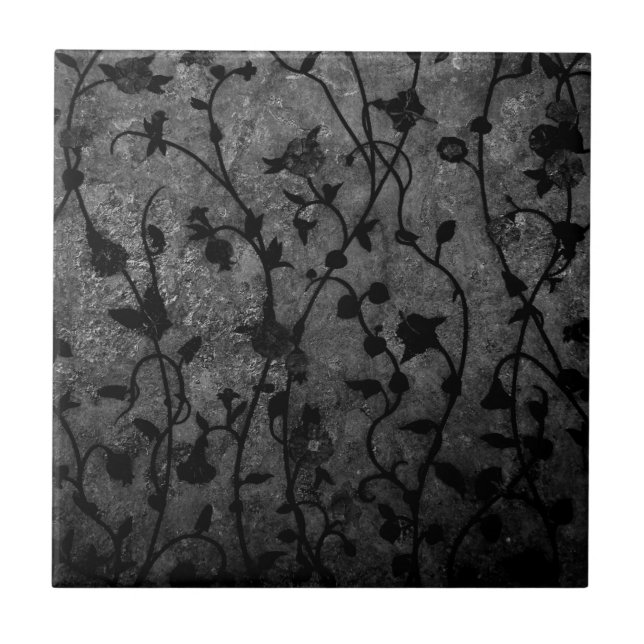 Carreau Gothique noir et blanc Antique Floral (Devant)