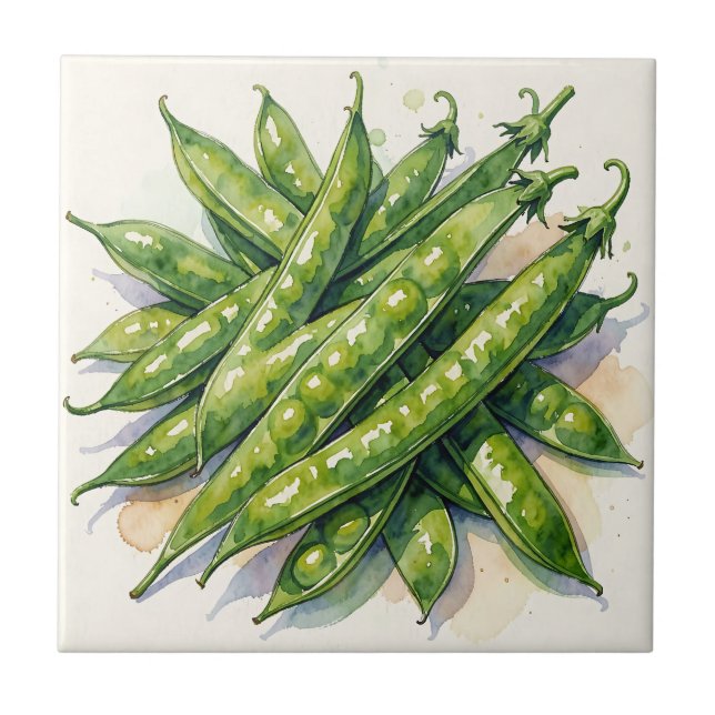 Carreau Gousses de pois à l'aquarelle (Devant)