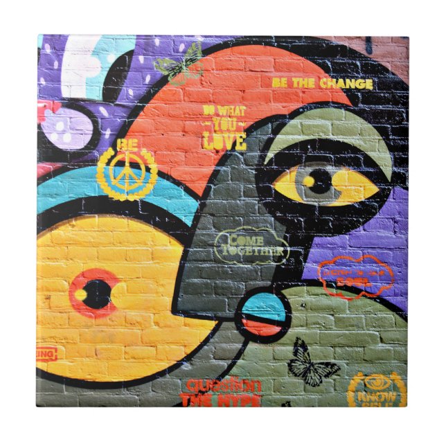 Carreau Graffiti d'Amsterdam, coloré et cool, (Devant)