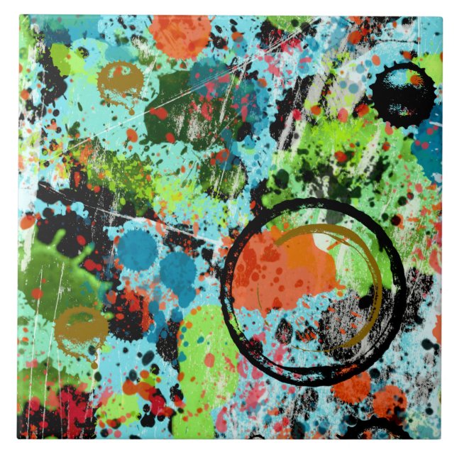 Carreau Graffiti de combat alimentaire Abstrait (Devant)