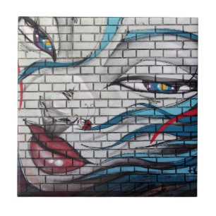 Carreau Graffiti de fille asiatique 