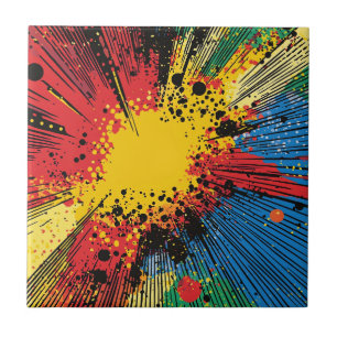 Carreau Graffiti Gritty Jaune Explosion Ligne de Vitesse