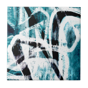 Carreau Graffiti noir et bleu Abstrait
