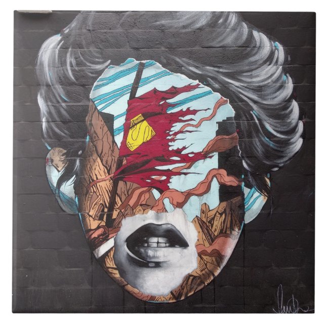 Carreau Graffiti représentant la tête d'une femme (Devant)