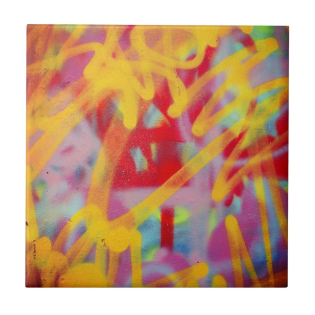 Carreau Graffiti Street Art Cerise Jaune (Devant)