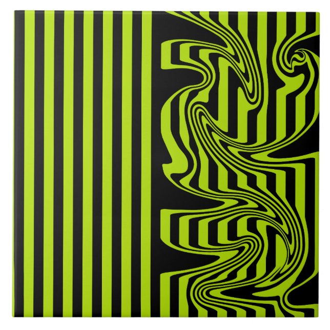 Carreau Graines et torrents - Lime vert et noir (Devant)