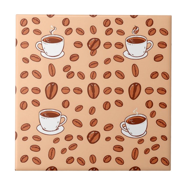Carreau Grains de Café Tasses Motif Cosy (Devant)