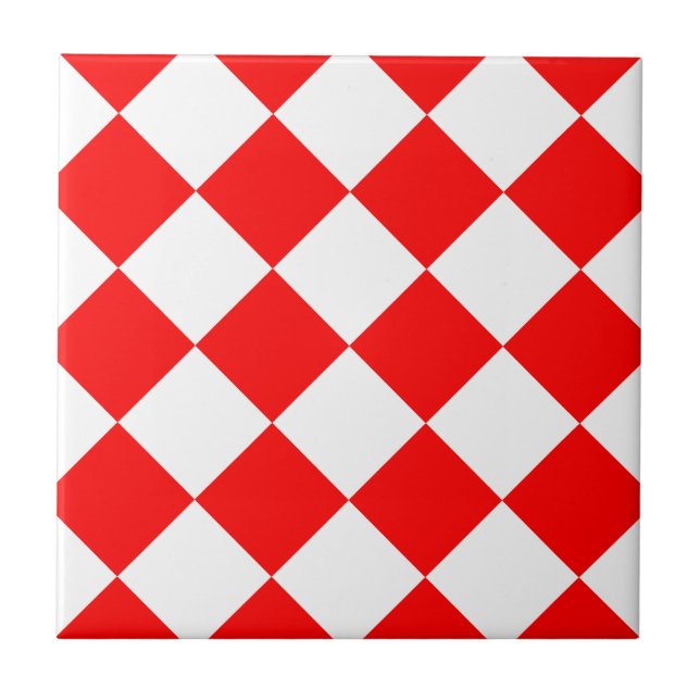 Carreau Grand Checkered de Diag - blanc et rouge (Devant)
