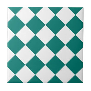 Carreau Grand Checkered de Diag - blanc et vert de pin