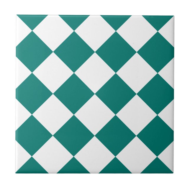 Carreau Grand Checkered de Diag - blanc et vert de pin (Devant)