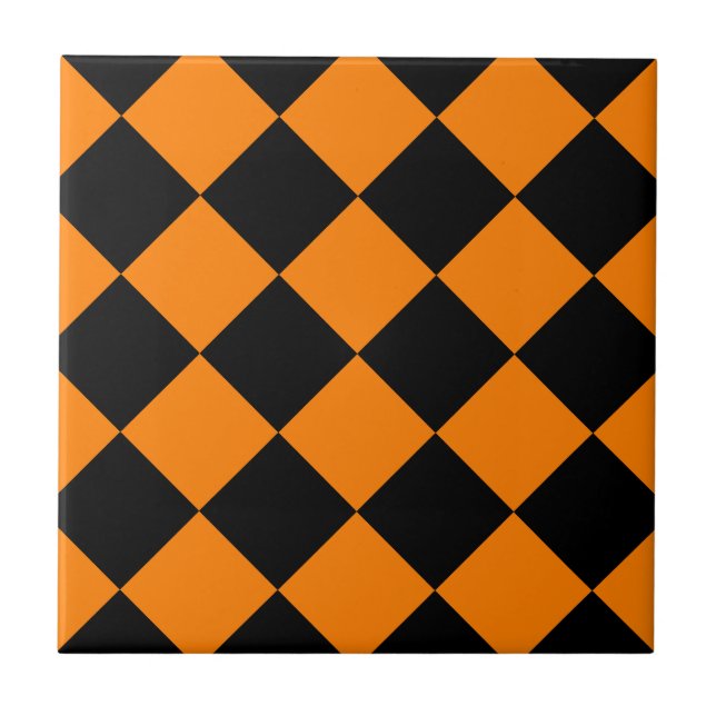 Carreau Grand Checkered de Diag - noir et orange (Devant)