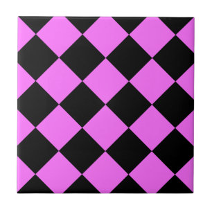 Carreau Grand Checkered de Diag - noir et ultra rose