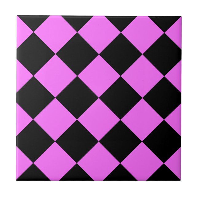 Carreau Grand Checkered de Diag - noir et ultra rose (Devant)