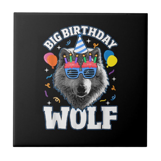 Carreau Grand Loup d'anniversaire pour les loups (Devant)