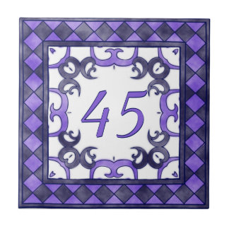 Carreau Grand numéro de maison violet et anthracite