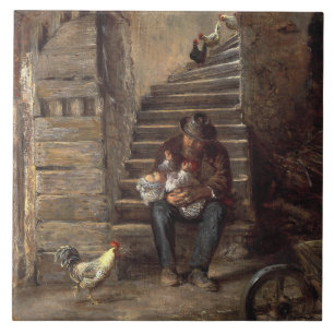 Carreau Grand-Père S'Occupe De Son Petit-Fils