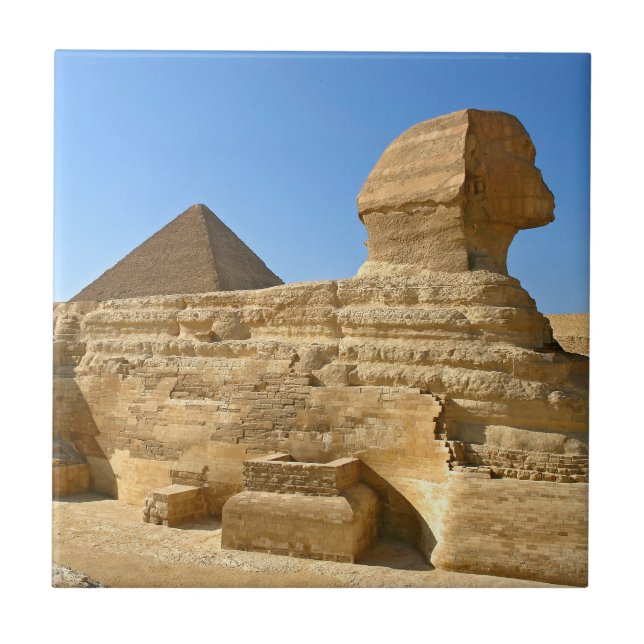 Carreau Grand Sphinx de Gizeh avec la pyramide de Khafre - (Devant)