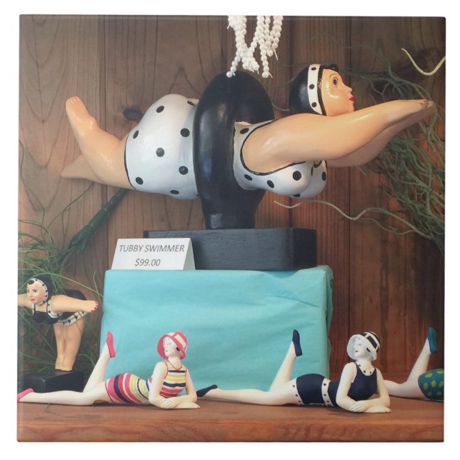 Carreau Grande Carrelage en céramique blanche ! Des nageur (Devant)