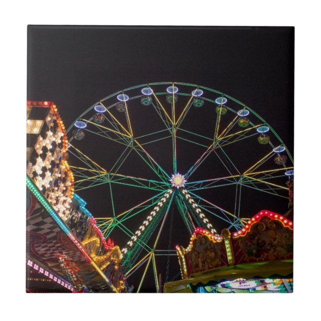 Carreau Grande roue de fête foraine la nuit (Devant)