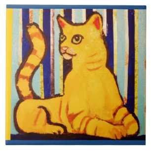 Carreau Grande tuile en céramique de photo avec le chat