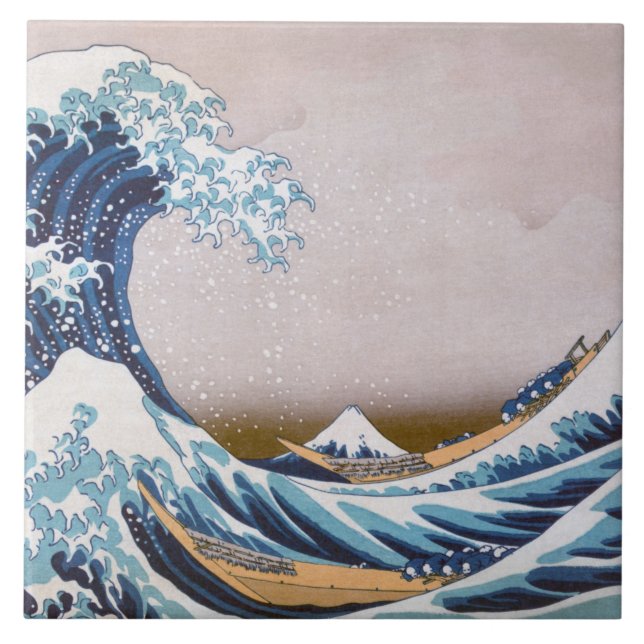 Carreau Grande vague du tsunami Kanagawa Japon par Hokusai (Devant)