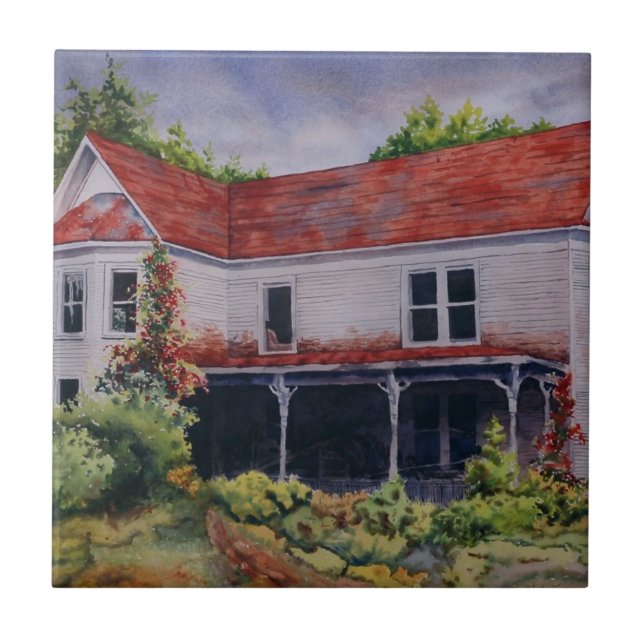 Carreau Grande vieille maison blanche abandonnée avec des  (Devant)