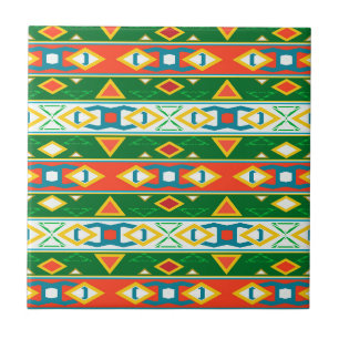 Carreau Grandes et formes géométriques vert orange blanc