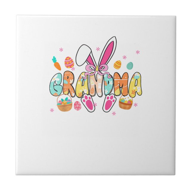 Carreau Grandma Easter Grandma Coquette Bunny Ears Eggs Ba (Devant)
