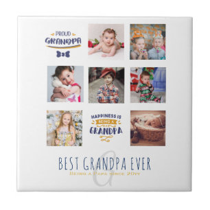 Carreau GRANDPA PHOTO COLLAGE CADEAU Fier Papa Pops Gramps