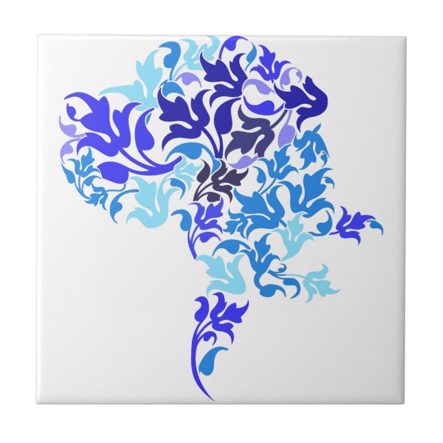 Carreau Grands Danois feuilles bleues (Devant)