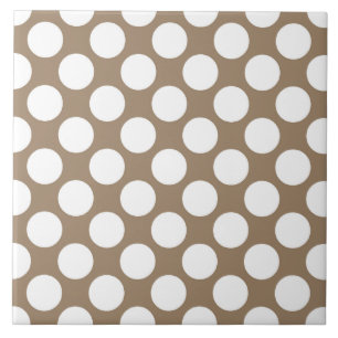 Carreau Grands points rétro - blanc et taupe
