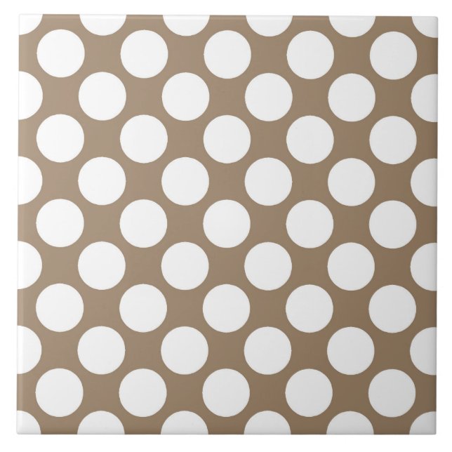 Carreau Grands points rétro - blanc et taupe (Devant)